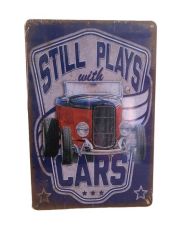 Still Playing With Cars Vintage Style Metal Tin Sign 4 Cafe Bar Wall D Cor