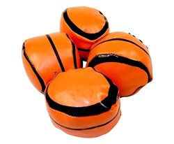 Lot Of 4 - Footbags Basketball Design Faux Leather Fun Hackey Sack Kicking Game.