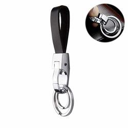 Valet Keychain Liangery Leather Belt Loop Car Key Keychain Holder Detachable Key Chain Ring Clip With Double Keyrings For Men Women In Black