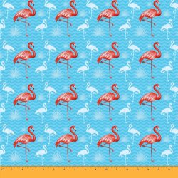 Soimoi Decorative Flamingo Bird Print 58" Wide Cotton Voile Fabric 1 Yard-baby BLUE|CV-MIN-BRD2E