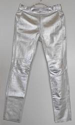 Plein Sud Designer Silver 100% Leather Biker Skinny Pants Brand New Retail Over R8000.00