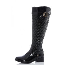 ladies black patent knee high boots