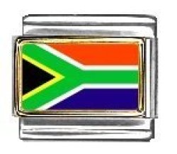South Africa Flag Italian Charm Bracelet Link