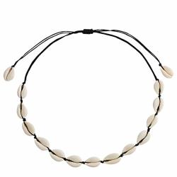 Hozen Natural Shell Choker Necklacehandmadeadjustable Seashell Beads Beach Cord Necklace Bohemian Boho Hawaiian Jewelry For Women Girls Black Rope