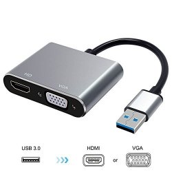 Xahc USB 3.0 To HDMI Vga Video Graphics Adapter 1080P Support HDMI Vga Simultaneously Output For Windows 10 8 7
