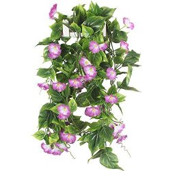 ArtIFicial Vines Gtidea 2PCS 15FEET Morning Glory Hanging Plants Silk Garland Fake Green Plant Home Garden Wall Fence Stairway Outdoor Wedding Hanging Baskets Decor Purple