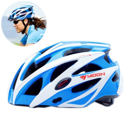 Moon Brand Lightweight Bicycle Cycling Helmet All-in-one Mountain Bike Helmet Baby Blue + White