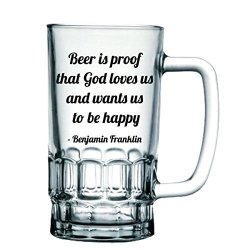 Brand New "beer Is Proof That God Loves Us" - Funny And Cheeky 1 Pint Solid Printed Glass Beer Stein mug - Exclusive To Mugs
