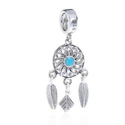 Dream Catcher Charm 925 Sterling Silver Feather Charm Angel Wing Charm Flower Charm For Pandora Bracelet A