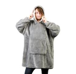 Huggle Hoodie Ultra Plush Blanket Gray