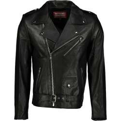 Men's Black Super Biker 100% Napa Leather Jacket- - 2XL