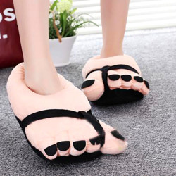 Big Feet Warm Cotton Soft Plush Slippers - 6