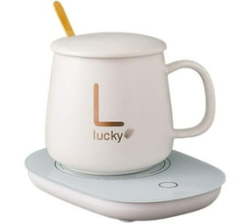 Classy Electric Coffee Warmer Coaster And Mug Set-white