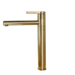 Trendy Taps Premium Quality Brushed Gold Tall Round Mixer