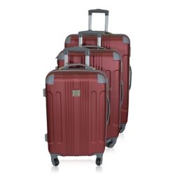 -3 Piece Hard Outer Shell Luggage Set - 45 55 65CM Red