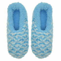 Snoozies Blue Wiggly Stripe - Light Blue - L Women