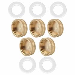 Cozycabin 3 4" Garden Hose Female End Brass Fitting Cap Set With Washers 5 Pack