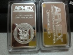 Apmex Silver Clad Brass Bar 1 Tr. Oz Proof