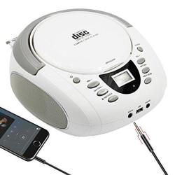 Portable Stereo CD Player with AM//FM Radio Boombox LED Display Aux Input