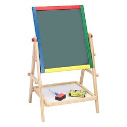 Zerone Kid Easel 2 In 1 Double Side Baby Kids Child Standing Art Easel Wooden Chalk Drawing Board With Eraser Water Pen Chalk