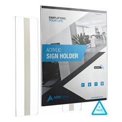 AdirOffice Wall Mount Sign Holder Portrait-style Ad Frame Side Insert Clear Acrylic 8.5 X 11 Inches 6 Pack