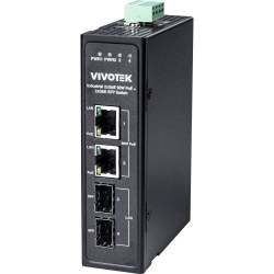 Vivotek Industrial 4 Port RJ45 SFP Gigabit Poe+ Unmanaged Network Switch AW-IHB-0400
