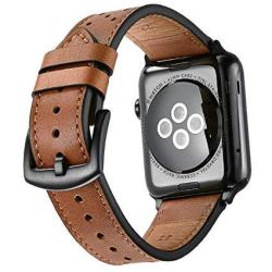 Mifa - Apple Watch Band Leather Bands Replacement Strap For Series 1 2 3 Dressy Classic Buckle Iwatch Band 42MM Brown