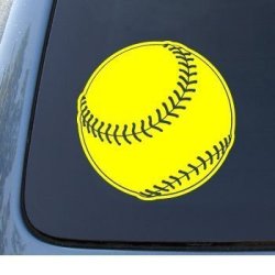 Softball - Car Truck Notebook Vinyl Decal Sticker 1303 Vinyl Color: Yellow
