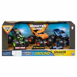 Monster Jam Ground Shaker 3 Pack Grave Digger El Toro Loco And Blue Thunder 1:64 Scale Die-cast Vehicles