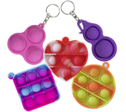 Pop It Fidget Pad For Kids & Adults - Key Chain Combo- Purple Pink Multicolour