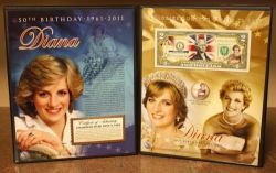 Princess Diana 50TH Birthday U.s. $2 Bill & Gold Jfk Coin W collectible Folio