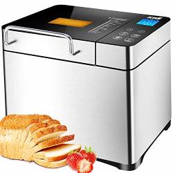 KBS Bread Machine Automatic 2LB Bread Maker With Nuts Dispenser Lcd Display Touch Control 3 Crust Colors 17 Menus 1 Hour Keep Warm 15