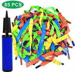 Click N' Play Rocket Balloons With Balloon Hand Pump Set Of 85 Fun Long Whistle Balloons Included Multicolor