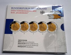 2 Euro Commemorative Set 2012 Bayern Bavaria Proof Mintmark A D F G J 5 X 2 Euro