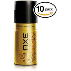 Pack Of 10 Cans Axe Gold Temptation Body Spray Antiperspirant & Deodorant. 48 Hour Odor Protection Energized & Fresh 10 Cans 5OZ Each Can