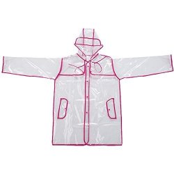 Mengsha's Transparent Fashionable Vinyl Women's Raincoat Runway Style Pink Short