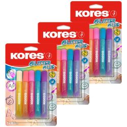 Glitter Glue Pastel 5 Assorted Colours In Blister - 3 Pack