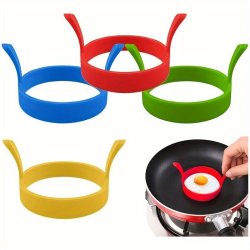 4PCS Kitchen Cooking Silicone Fried Oven Poacher Pancake Egg Poach Ring Mould