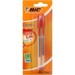 BIC Crystal Life Pens Red 2 Pack