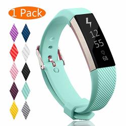 Kingacc Compatible Replacement Bands For Fitbit Alta Hr Fitbit Alta Silicone Fitbit Alta Hr Band Alta Band Buckle Wristband Strap Women Men 1-PACK Teal