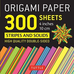 Origami Paper 300 Sheets Stripes And Solids 4" 10 Cm : Tuttle Origami Paper: High-quality Origami Sheets Printed With 12 Different Designs