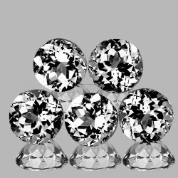 Diamond Alternative 2.90ct 5 Pieces 5.00 Mm Round Cut Sparkling White Topaz Lot - 100% Natural