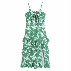 Botanical Green Floral Dress