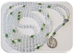 Miraculous Rosary - In 8MM Clear Crystal & Green Faceted Acrylic - 1000 Thank You's