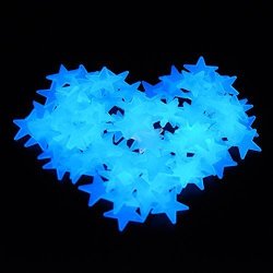 Junda 100PCS Stars Glow In The Dark Luminous Fluorescent 3D Wall Stickers Decal Baby Kids Bedroom Ceiling Home Party Decor