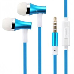 High Quality Flat Cable Earbuds 3.5MM Stereo Headset Dual Earphones Blue For Microsoft Nokia Lumia 635 640 XL 710 735 810 820 822 830 925 928 950 1020 Icon 920 925 1520 1320 - LG Lancet Vigor Leon