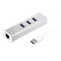 Macally Aluminum 3-PORT USB 3.0 Hub And Lan Gigabit Ethernet Network Adapter For Apple Macbook Pro Air Mac Os X Microsoft Surface Chromebook