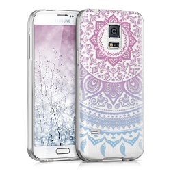 Kwmobile Tpu Silicone Case For Samsung Galaxy S5 MINI G800 - Crystal Clear Smartphone Back Case Protective Cover - Blue dark Pink transparent