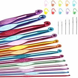  Luxbon 9 Sizes Multi-Coloured Acrylic Plastic Crochet Hooks  Needles Set 3mm-12mm Crocheting Starter Pack : Arts, Crafts & Sewing