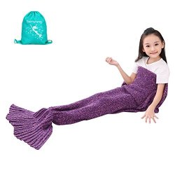 Mermaid Blanket - Senyang Mermaid Tail Blanket Handmade Crochet Sofa Blankets All Seasons Sleeping Bags Best Choice For Girls Gift Christmas Gift Kid Thick